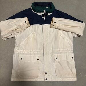 Towne By London Fog Parka Men's Two-Tone Jacket - Cream and Navy